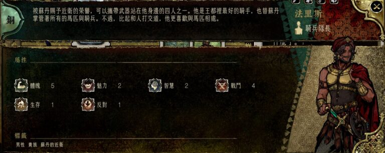 蘇丹的遊戲角色法里斯攻略